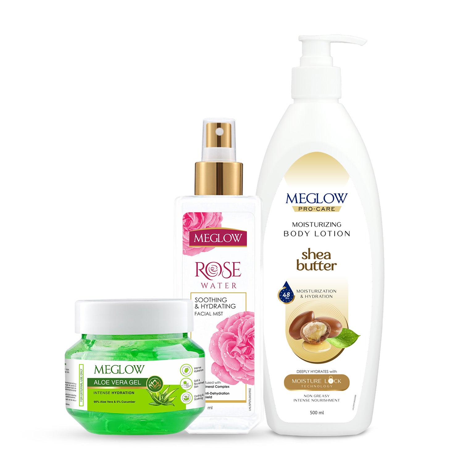 Aloe Vera Gel, Rose Water & Body Lotion